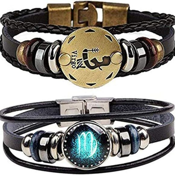 New Constellation Braided Rope Bracelet - Punk Alloy Leather Bracelet - Picture 11 of 14